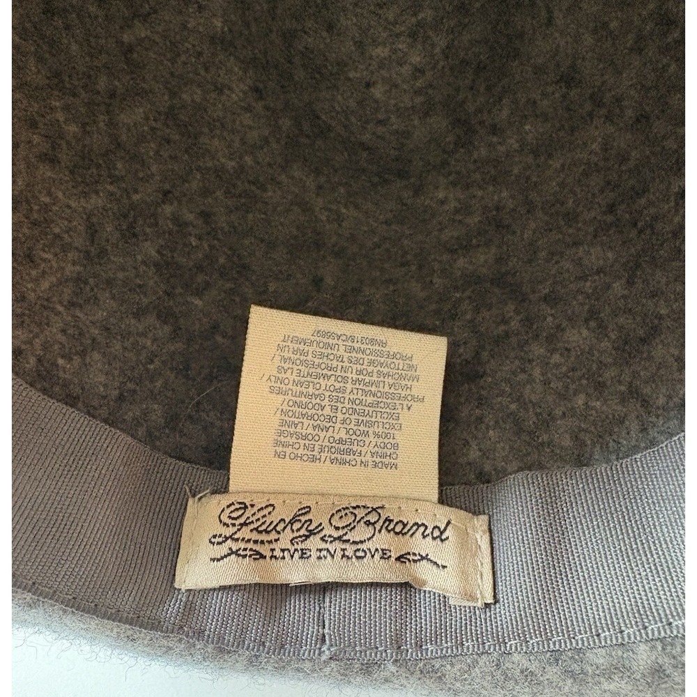 Lucky Brand Wool Felt Fedora Hat Gray Wide Brim Leather Band Unisex Size M - Picture 4 of 5